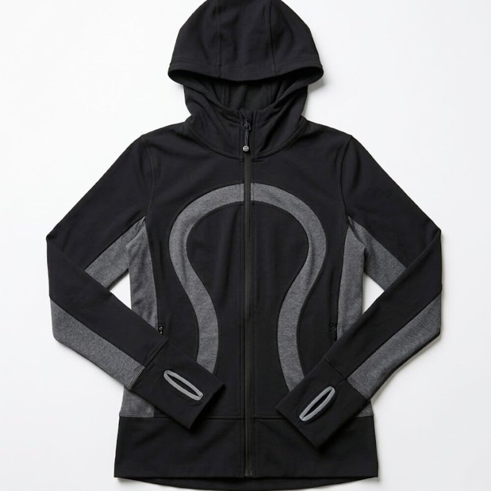 Lululemon Two-Tone Grey Zip Up Jacket | Hooded | Thumbholes | Size 6